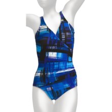 Miraclesuit Printed Wrap Swimsuit - 1-Piece (For Women) in Blue - Closeouts