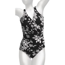 Miraclesuit Sweet ad Sassy Jillian Shirred V-Neck Swimsuit (For Women) in Black/White - Closeouts