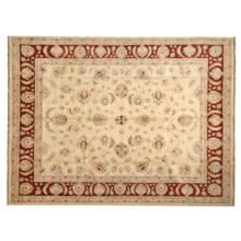 Momeni One-of-a-Kind Agra Peshawar Rug - 8'1"x9'9", Hand-Knotted in Ivory/Red Border - Closeouts
