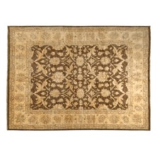 Momeni One-of-a-Kind Oushak Peshawar Rug - 8'x10'4", Hand-Knotted in Charcoal/Ivory Border - Closeouts