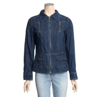 MontanaCo Denim Jacket - Zip Front, Green Top-Stitching (For Women) in Denim
