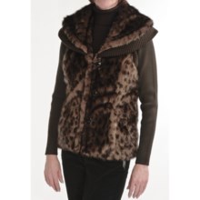 MontanaCo Faux-Fur Vest - Knit Trim (For Women) in Brown - Closeouts