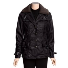 MontanaCo Faux-Shearling Barn Coat - Knit Collar Inset (For Women) in Midnight - Closeouts