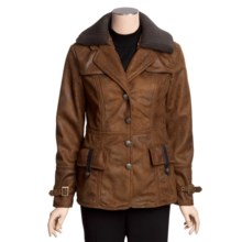 MontanaCo Faux-Shearling Barn Coat - Knit Collar Inset (For Women) in Whiskey - Closeouts