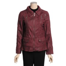 MontanaCo Faux-Shearling Jacket - Pick Stitching, Zip Front (For Women) in Berry - Closeouts