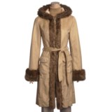 MontanaCo Faux-Shearling Trench Coat - Hooded, 3/4 Length (For Women)