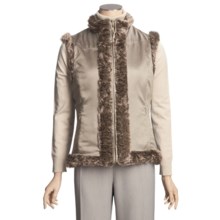 MontanaCo Reversible Faux-Fur Vest with Embossed Print (For Women) in Tan - Closeouts