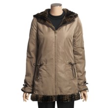 MontanaCo Reversible Hooded Coat - Faux Fur/Polyester Shell (For Women) in Brown - Closeouts