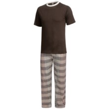 Monte Carlo Polo & Jockey Club Pajamas - Short Sleeve (For Big Men) in Brown/White - Closeouts