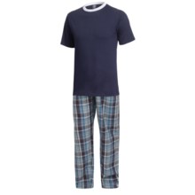Monte Carlo Polo & Jockey Club Pajamas - Short Sleeve (For Big Men) in Dark Blue/White - Closeouts