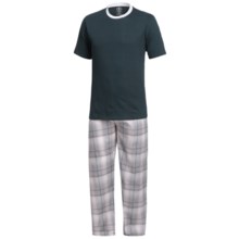 Monte Carlo Polo & Jockey Club Pajamas - Short Sleeve (For Big Men) in Dark Teal/Grey - Closeouts