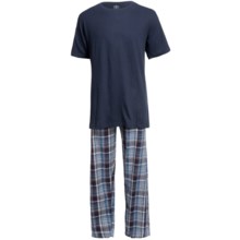 Monte Carlo Polo & Jockey Club Plaid Pajamas - Short Sleeve (For Men) in Dark Blue - Closeouts