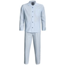 Monte Carlo Polo & Jockey Club Plaid Poplin Pajamas - Long Sleeve (For Men) in Light Blue/White Stripe - 2nds