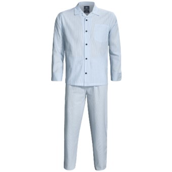 Monte Carlo Polo & Jockey Club Plaid Poplin Pajamas - Long Sleeve (For Men) in Light Blue/White Stripe