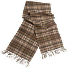 Moon Cashmere Plaid Scarf - 58x12” (For Women) in Brown Check - Closeouts