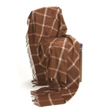 Moon Lambswool Throw Blanket - Large Windowpane, Fringe in Rust - Closeouts
