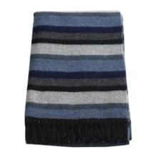 Moon Striped Throw Blanket - Lambswool in Blue/Grey/Black - Closeouts