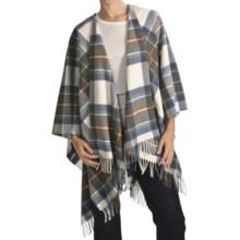 Moon Tartan Ruana - Lambswool (For Women) in Muted Blue Stewart - Closeouts
