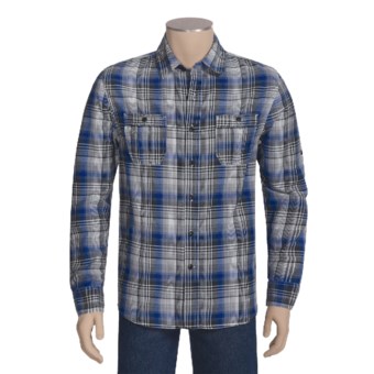 Multi-Plaid Woven Shirt - Cotton, Long Sleeve (For Men) in Grey/Blue
