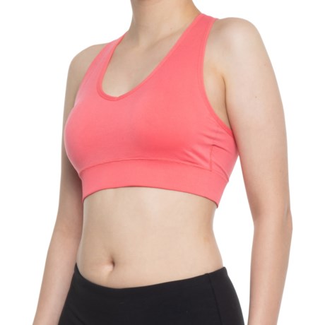 Spalding Multi-Strap Sports Bra - Medium Impact (For Women) - SUNKISSED CORAL (XL )