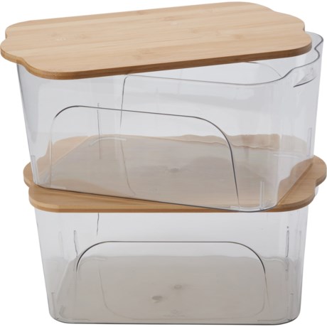 Heritage Living Multipurpose Storage Bins with Bamboo Lid - 2-Pack, Small - CLEAR ( )