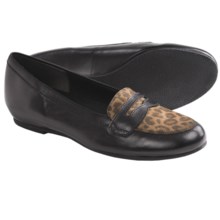 Munro American Carrie Penny Loafer Shoes (For Women) in Black Kid/Leopard - Closeouts
