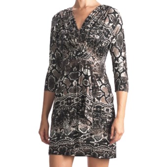 Muse Draped Surplice Dress - Long Sleeve (For Women) in Grey Multi