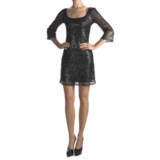 Muse Sequined Overlay Dress - 3/4 Sleeve (For Women)