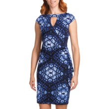 Muse Surplice Cutout Jersey Dress - Short Sleeve (For Women) in Blue Multi - Closeouts