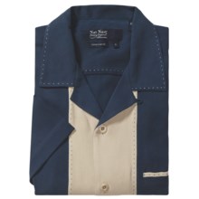 Nat Nast Metropolitan Camp Shirt - Silk Twill, Short Sleeve (For Men) in Navy/Khaki - Closeouts