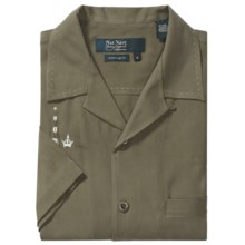 Nat Nast Rumor Silk Twill Camp Shirt - Short Sleeve (For Men) in Castro/Khaki/White - Closeouts