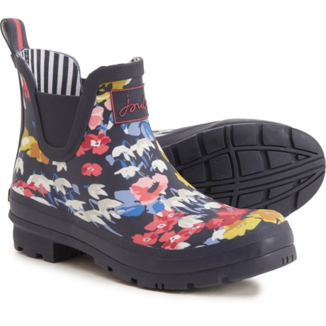 Joules Navy Flowers Wellibob Ankle Rain Boots (For Women) - BLUE (5 )