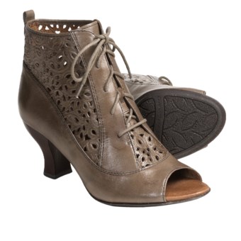 Naya Fennel Perforated Leather Ankle Boots - Peep Toe (For Women) in Lunar Taupe