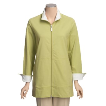 Neon Buddha Adventure Tunic Shirt - Zip Front, Stretch Cotton (For Women) in Palm Green