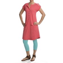 Neon Buddha Cosmic Pocket Tunic Shirt - Stretch Cotton Jersey, Short Sleeve (For Women) in Pink - Closeouts