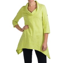 Neon Buddha Peace Cowl Tunic Shirt - Cotton Slub, 3/4 Sleeve (For Women) in Lime - Closeouts
