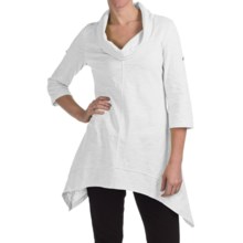 Neon Buddha Peace Cowl Tunic Shirt - Cotton Slub, 3/4 Sleeve (For Women) in White - Closeouts