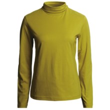Neon Buddha Turtleneck - Stretch Cotton, Ruching Detail, Long Sleeve (For Women) in Olive - Closeouts