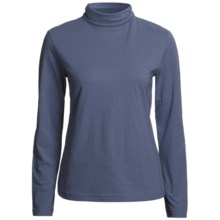 Neon Buddha Turtleneck - Stretch Cotton, Ruching Detail, Long Sleeve (For Women) in Windpower Blue - Closeouts