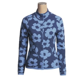 Neve Brie Cardigan Sweater - Merino Wool, Hidden Snap Front (For Women) in Twilight