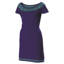 Neve Ella Boat Neck Dress - Ultrafine Merino Wool, Short Sleeve (For Women) in Grape - Closeouts