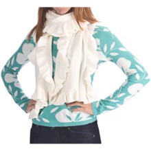 Neve Fiore Ruffled Long Wrap - Merino Wool (For Women) in Snow - Closeouts