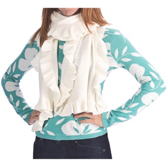 Neve Fiore Ruffled Long Wrap - Merino Wool (For Women) in Snow
