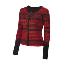 Neve Gabrielle Mini Fair Isle Cardigan Sweater - Merino Wool (For Women) in Red - Closeouts