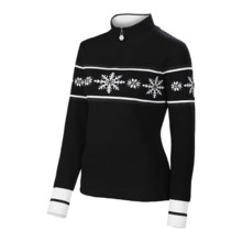 Neve Joy Ice Crystals Merino Wool Sweater - Zip Neck (For Women) in Black - Closeouts