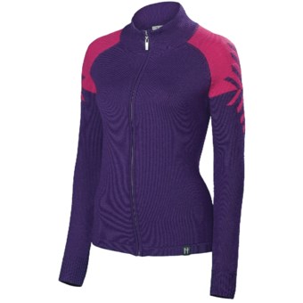 Neve Leah Sweater - Merino Wool, Full Zip (For Women) in Raspberry