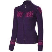 Neve Sienna Cardigan Sweater - Merino Wool, Full Zip (For Women) in Grape - Closeouts