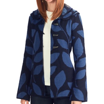 Neve Valerie Boiled Wool Jacket - Leaf Print (For Women) in Navy
