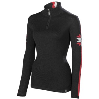 Neve Zoe Sweater - Merino Wool, Zip Neck (For Women) in Black