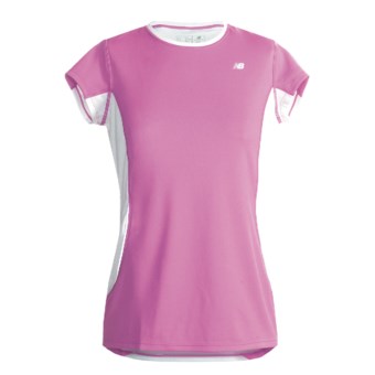 New Balance CB Tempo Shirt - UPF 20+, Short Sleeve (For Women) in Spring Crocus/White